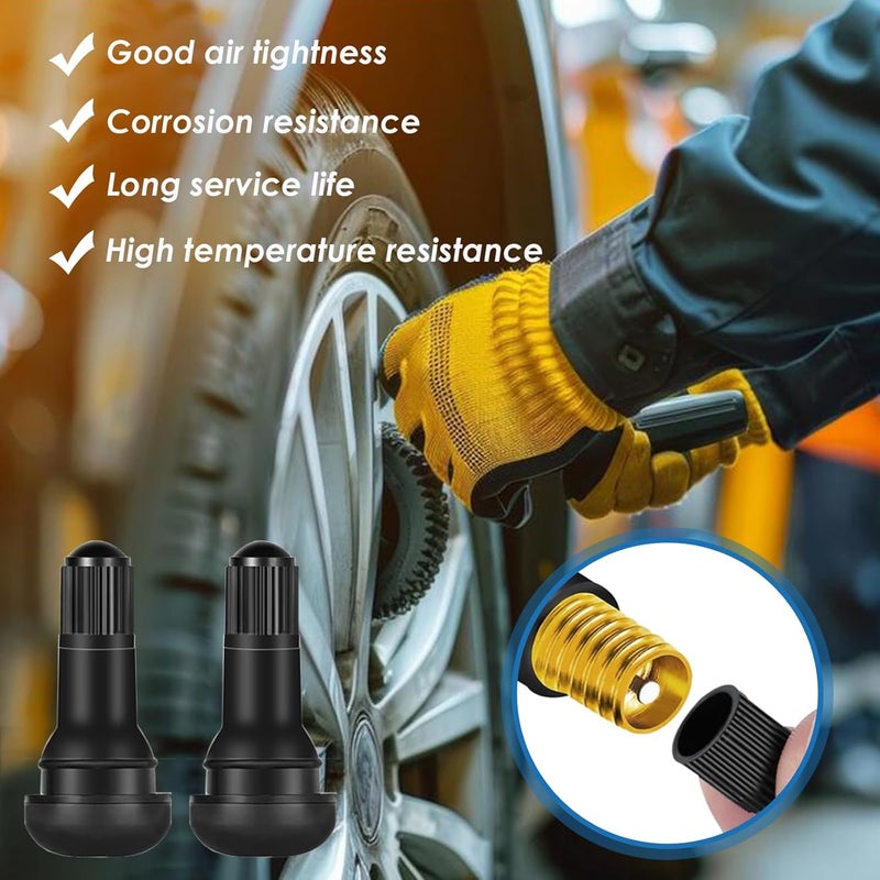 Eoppen 52Pcs Tire Valve Stems TR412, TR413, TR414 Black Rubber Snap-in Valves Stems for Replacement of Tubeless 0.453 Inch Rim Holes on Standard Vehicle Tires - Image 4